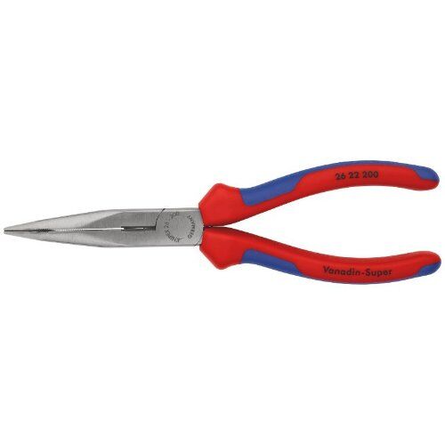  Flachrundzangen mit Schneide (Storchschnabelzangen) KNIPEX 26 22 200 Flachrundzange mit Schneide (Storchschnabelzange) mit Mehrkomponenten-Hüllen schwarz atramentiert 200 mm 12380822