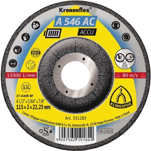  Klingspor A 546 AC Schruppscheibe A 546 AC Schruppscheiben, 115 x 2 x 22,23 mm gekröpft 12460958