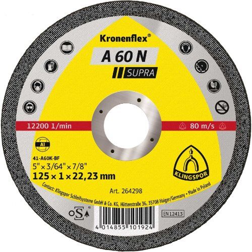  Klingspor A 60 N Trennscheibe A 60 N Trennscheiben 125 x 1 x 22,23 mm gerade 12460968