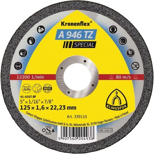  Klingspor A 946 TZ Trennscheibe A 946 TZ Trennscheiben, 125 x 1,6 x 22,23 mm gerade 12461009