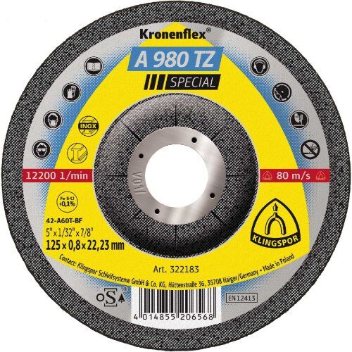  Klingspor A 980 TZ Trennscheibe A 980 TZ Trennscheiben 125 x 0,8 x 22,23 mm gekröpft 12461016