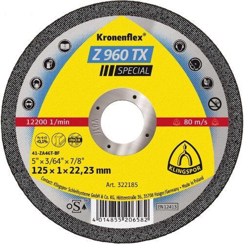  Klingspor Z 960 TX Trennscheibe Z 960 TX Trennscheiben Zirkon 125 x 1 x 22,23 mm gerade 12461035