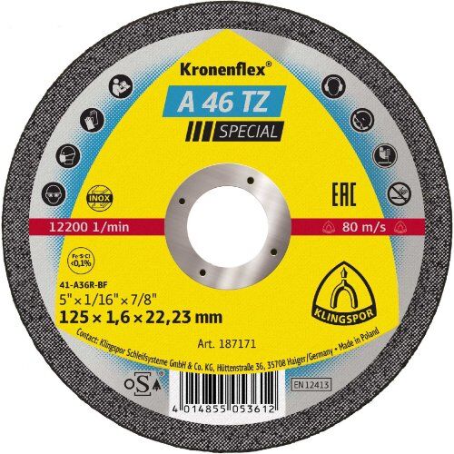  Klingspor A 46 TZ SPECIAL Trennscheibe A 46 TZ Trennscheiben 125 x 1,6 x 22,23 mm gerade 12460948