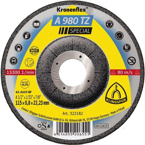  Klingspor A 980 TZ Trennscheibe A 980 TZ Trennscheiben 115 x 0,8 x 22,23 mm gekröpft 12461017