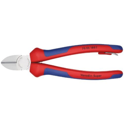  Schneidende Zangen Seitenschneider KNIPEX 70 05 180 T Seitenschneider mit Mehrkomponenten-Hüllen, mit integrierter Befestigungsöse zum Anbringen einer Absturzsicherung verchromt 180 mm 12380432