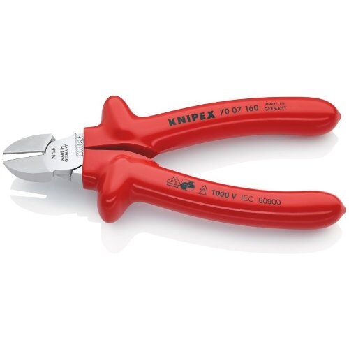 Schneidende Zangen Seitenschneider KNIPEX 70 07 160 Seitenschneider tauchisoliert, VDE-geprüft verchromt 160 mm 12380442