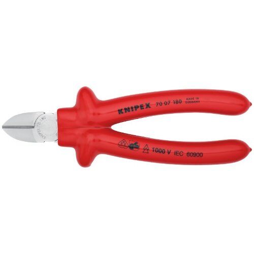  Schneidende Zangen Seitenschneider KNIPEX 70 07 180 Seitenschneider tauchisoliert, VDE-geprüft verchromt 180 mm 12380439