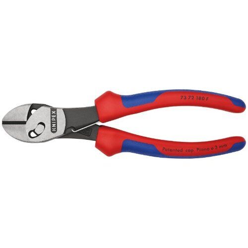  Schneidende Zangen KNIPEX 73 72 180 F TwinForce® Hochleistungs-Seitenschneider mit Öffnungsfeder mit Mehrkomponenten-Hüllen schwarz atramentiert 180 mm 12380305