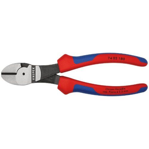 Schneidende Zangen Kraft-Seitenschneider KNIPEX 74 02 180 Kraft-Seitenschneider mit Mehrkomponenten-Hüllen schwarz atramentiert 180 mm 12380470