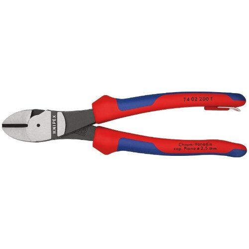  Schneidende Zangen Kraft-Seitenschneider KNIPEX 74 02 200 T Kraft-Seitenschneider mit Mehrkomponenten-Hüllen, mit integrierter Befestigungsöse zum Anbringen einer Absturzsicherung schwarz atramentiert 200 mm 12380479