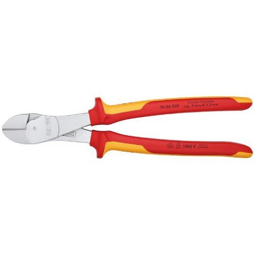  Schneidende Zangen Kraft-Seitenschneider KNIPEX 74 06 250 Kraft-Seitenschneider isoliert mit Mehrkomponenten-Hüllen, VDE-geprüft verchromt 250 mm 12380480
