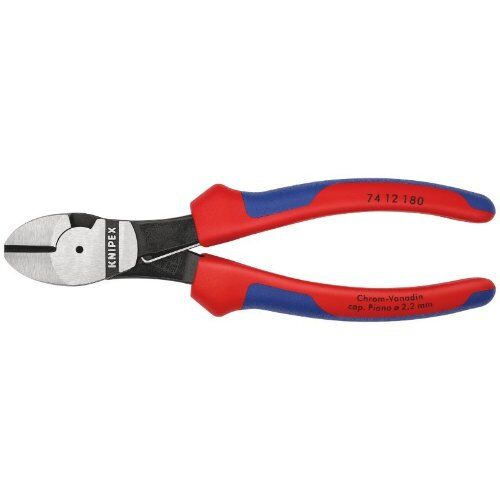  Schneidende Zangen KNIPEX 74 12 180 Kraft-Seitenschneider mit Mehrkomponenten-Hüllen schwarz atramentiert 180 mm 12380303