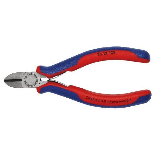  Seitenschneider für Elektromechaniker KNIPEX 76 12 125 Seitenschneider für Elektromechaniker mit Mehrkomponenten-Hüllen schwarz atramentiert 125 mm 12380548