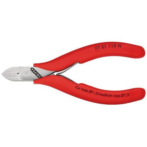 Elektronik-Seitenschneider mit durchgestecktem Gelenk KNIPEX 77 21 115 N Elektronik-Seitenschneider mit durchgestecktem Gelenk mit Kunststoff überzogen 115 mm 12380569