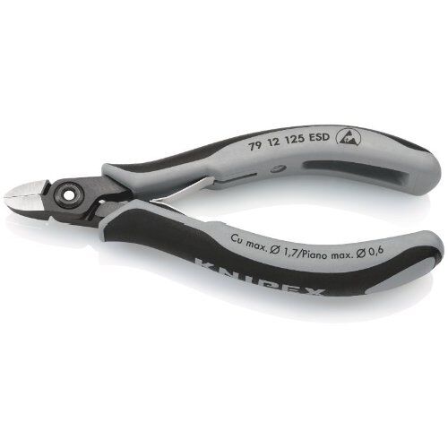  Präzisions-Elektronik-Seitenschneider ESD KNIPEX 79 12 125 ESD Präzisions-Elektronik-Seitenschneider ESD mit Mehrkomponenten-Hüllen brüniert 125 mm 12380611