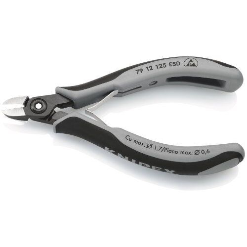  Präzisions-Elektronik-Seitenschneider ESD KNIPEX 79 12 125 ESD Präzisions-Elektronik-Seitenschneider ESD mit Mehrkomponenten-Hüllen brüniert 125 mm 12380611