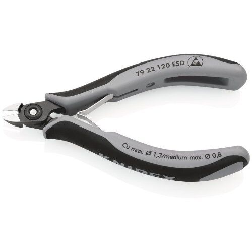  Präzisions-Elektronik-Seitenschneider ESD KNIPEX 79 22 120 ESD Präzisions-Elektronik-Seitenschneider ESD mit Mehrkomponenten-Hüllen brüniert 120 mm 12380610