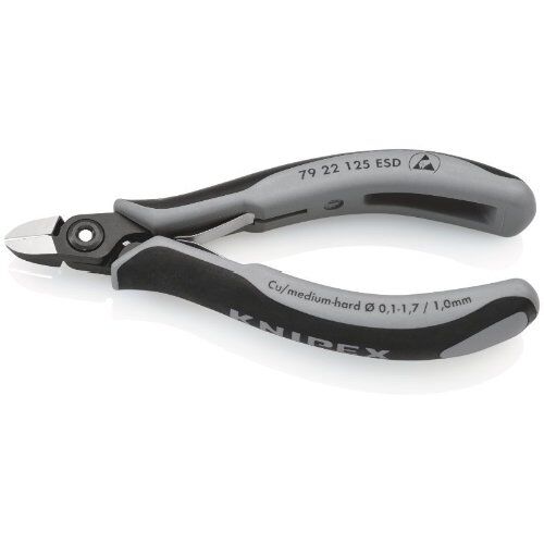  Präzisions-Elektronik-Seitenschneider ESD KNIPEX 79 22 125 ESD Präzisions-Elektronik-Seitenschneider ESD mit Mehrkomponenten-Hüllen brüniert 125 mm 12380604