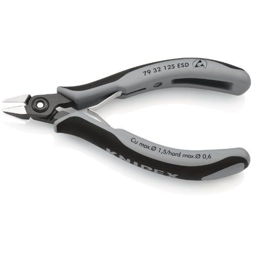  Präzisions-Elektronik-Seitenschneider ESD KNIPEX 79 32 125 ESD Präzisions-Elektronik-Seitenschneider ESD mit Mehrkomponenten-Hüllen brüniert 125 mm 12380602