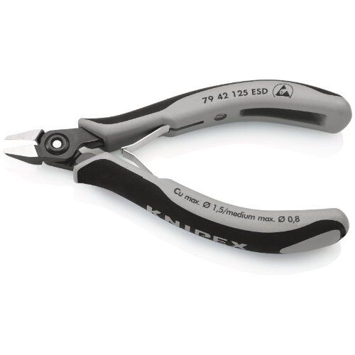  Präzisions-Elektronik-Seitenschneider ESD KNIPEX 79 42 125 ESD Präzisions-Elektronik-Seitenschneider ESD mit Mehrkomponenten-Hüllen brüniert 125 mm 12380606