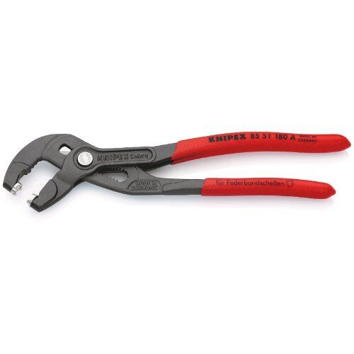 Federbandschellenzangen KNIPEX 85 51 180 A Federbandschellenzange mit rutschhemmendem Kunststoff überzogen grau atramentiert 180 mm 12381273