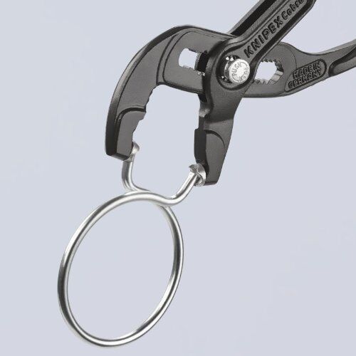  Federbandschellenzangen KNIPEX 85 51 180 A Federbandschellenzange mit rutschhemmendem Kunststoff überzogen grau atramentiert 180 mm 12381273