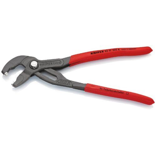  Federbandschellenzangen KNIPEX 85 51 250 A Federbandschellenzange mit rutschhemmendem Kunststoff überzogen grau atramentiert 250 mm 12381275