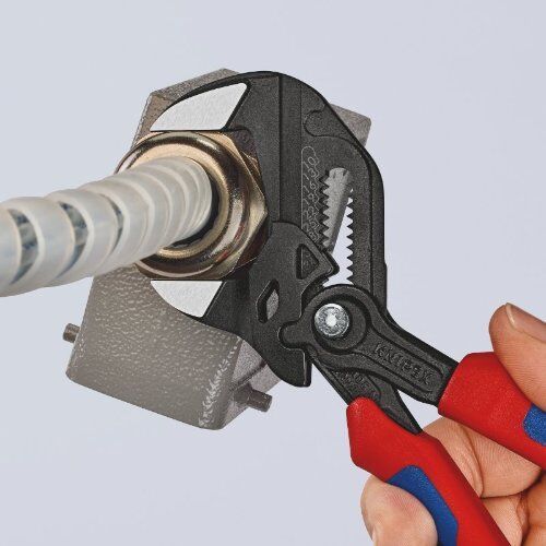  Zangenschlüssel Zange und Schraubenschlüssel in einem Werkzeug KNIPEX 86 02 180 Zangenschlüssel Zange und Schraubenschlüssel in einem Werkzeug mit Mehrkomponenten-Hüllen schwarz atramentiert 180 mm 12381223