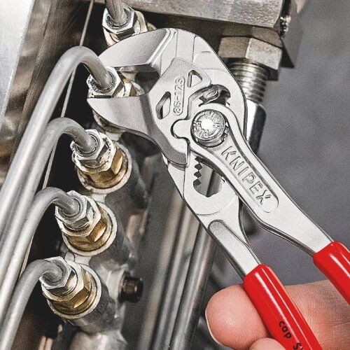  Zangenschlüssel Zange und Schraubenschlüssel in einem Werkzeug KNIPEX 86 03 125 Mini-Zangenschlüssel Zange und Schraubenschlüssel in einem Werkzeug mit Kunststoff überzogen verchromt 125 mm 12380284