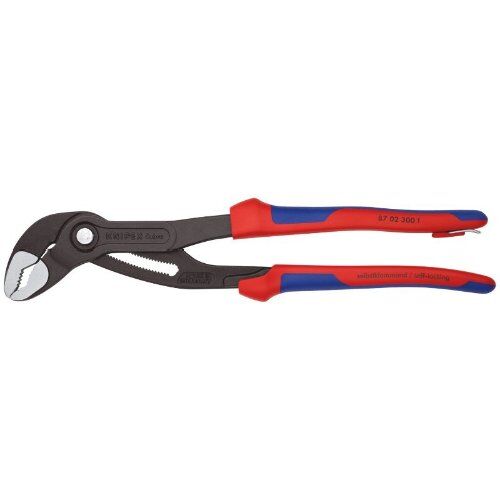  KNIPEX Cobra® Hightech-Wasserpumpenzangen KNIPEX 87 02 300 T Cobra® Hightech-Wasserpumpenzange mit Mehrkomponenten-Hüllen, mit integrierter Befestigungsöse zum Anbringen einer Absturzsicherung grau atramentiert 300 mm 12381216