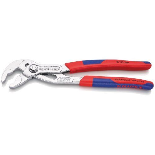  KNIPEX Cobra® Hightech-Wasserpumpenzangen KNIPEX 87 05 250 Cobra® Hightech-Wasserpumpenzange mit schlanken Mehrkomponenten-Hüllen verchromt 250 mm 12381205