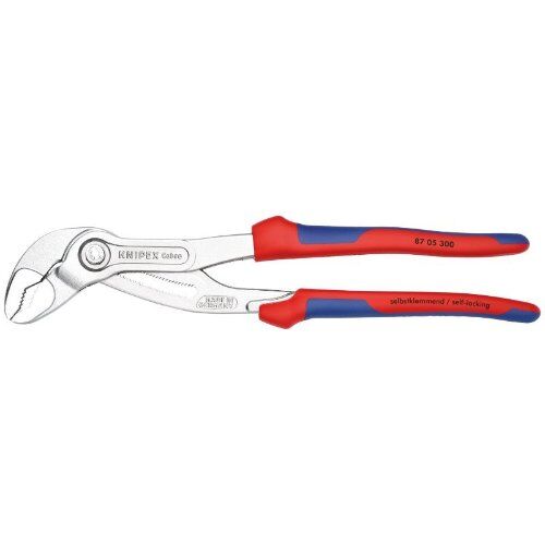  KNIPEX Cobra® Hightech-Wasserpumpenzangen KNIPEX 87 05 300 Cobra® Hightech-Wasserpumpenzange mit Mehrkomponenten-Hüllen grau atramentiert 300 mm 12381217