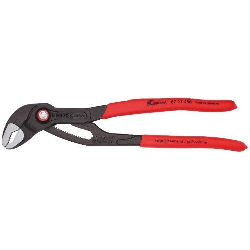  KNIPEX Cobra® QuickSet Hightech-Wasserpumpenzange KNIPEX 87 21 250 Cobra® QuickSet Hightech-Wasserpumpenzange mit rutschhemmendem Kunststoff überzogen grau atramentiert 250 mm 12381259