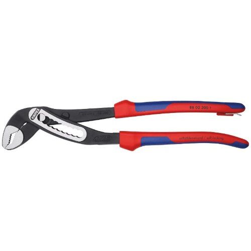  KNIPEX Alligator® Wasserpumpenzangen KNIPEX 88 02 300 T Alligator® Wasserpumpenzange mit Mehrkomponenten-Hüllen, mit integrierter Befestigungsöse zum Anbringen einer Absturzsicherung schwarz atramentiert 300 mm 12381197