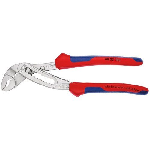  KNIPEX Alligator® Wasserpumpenzangen KNIPEX 88 05 180 Alligator® Wasserpumpenzange mit Mehrkomponenten-Hüllen verchromt 180 mm 12381198