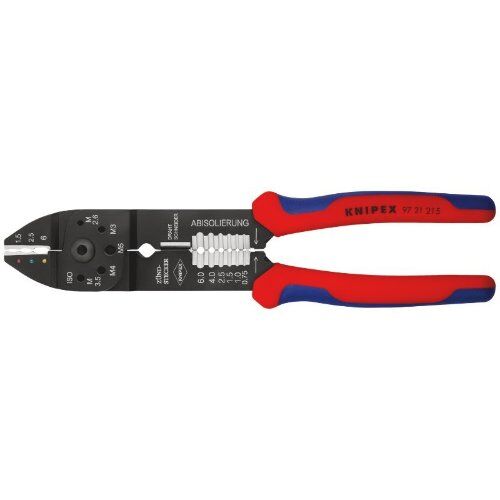  Crimpzangen KNIPEX 97 21 215 SB Crimpzange mit Mehrkomponenten-Hüllen schwarz lackiert 230 mm 12380238
