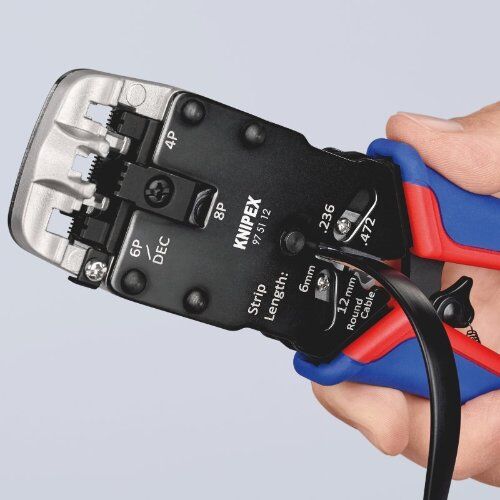  Crimpzange für Westernstecker KNIPEX 97 51 12 Crimpzange für Westernstecker mit Mehrkomponenten-Hüllen brüniert 200 mm 12380725