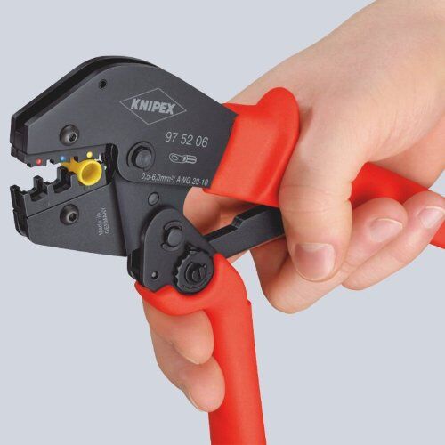  Crimpzangen auch für Zweihandbedienung KNIPEX 97 52 05 Crimpzange auch für Zweihandbedienung mit rutschhemmenden Kunststoff-Hüllen brüniert 250 mm 12380731