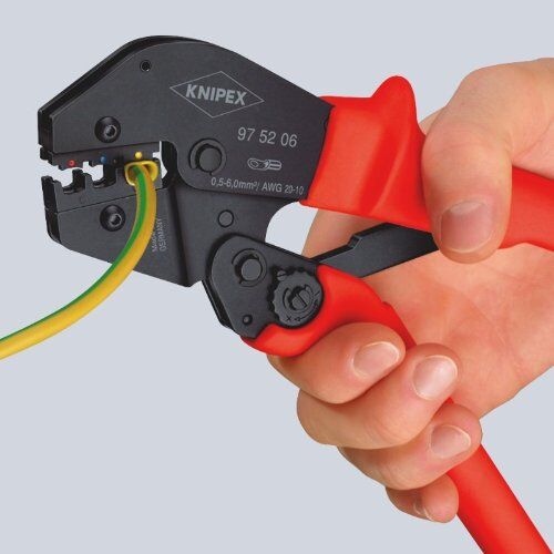  Crimpzangen auch für Zweihandbedienung KNIPEX 97 52 05 Crimpzange auch für Zweihandbedienung mit rutschhemmenden Kunststoff-Hüllen brüniert 250 mm 12380731