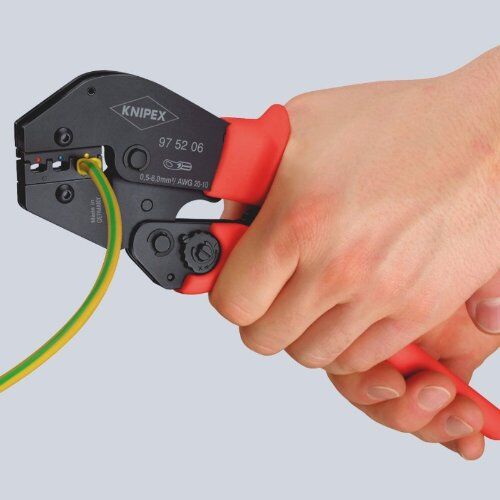  Crimpzangen auch für Zweihandbedienung KNIPEX 97 52 05 Crimpzange auch für Zweihandbedienung mit rutschhemmenden Kunststoff-Hüllen brüniert 250 mm 12380731