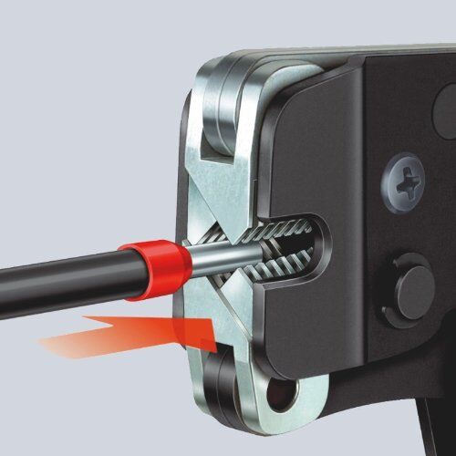  Selbsteinstellende Crimpzangen für Aderendhülsen mit Seiteneinführung KNIPEX 97 53 08 Selbsteinstellende Crimpzange für Aderendhülsen mit Fronteinführung mit Mehrkomponenten-Hüllen brüniert 190 mm 12380775