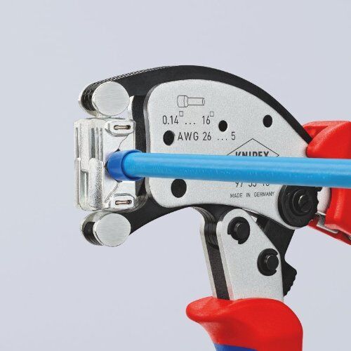  KNIPEX Twistor16® Selbsteinstellende Crimpzange für Aderendhülsen mit drehbarem Crimpkopf KNIPEX 97 53 18 SB Twistor16® Selbsteinstellende Crimpzange für Aderendhülsen mit drehbarem Crimpkopf mit Mehrkomponenten-Hüllen verchromt 260 mm 12380789