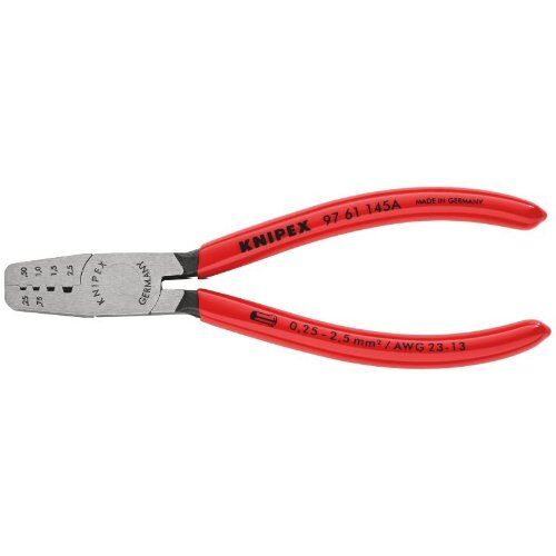  Crimpzangen für Aderendhülsen mit Trapez-Crimp KNIPEX 97 61 145 A SB Crimpzange für Aderendhülsen mit Kunststoff überzogen 145 mm 12380637