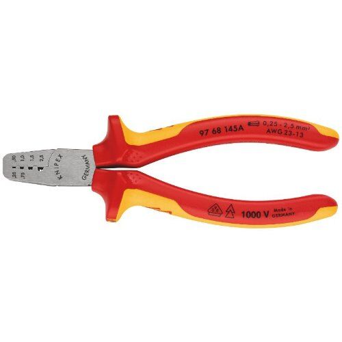  Crimpzangen für Aderendhülsen mit Trapez-Crimp KNIPEX 97 68 145 A Crimpzange für Aderendhülsen isoliert mit Mehrkomponenten-Hüllen, VDE-geprüft 145 mm 12380636