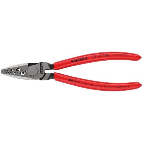  Crimpzangen KNIPEX 97 71 180 Crimpzange für Aderendhülsen mit Kunststoff überzogen 180 mm 12380240