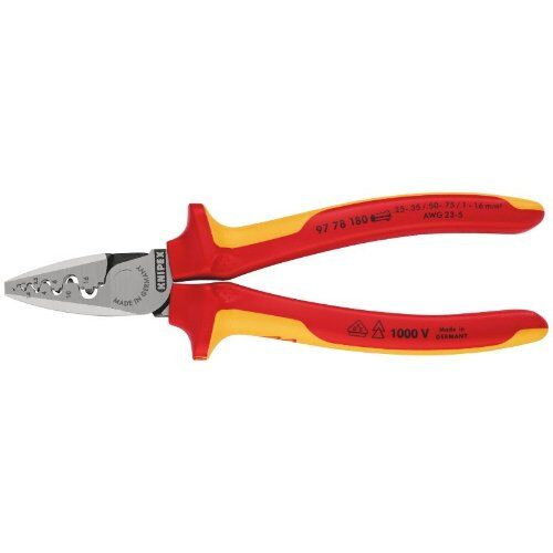  Crimpzangen Crimpzangen für Aderendhülsen mit Dorn-Crimp KNIPEX 97 78 180 Crimpzange für Aderendhülsen isoliert mit Mehrkomponenten-Hüllen, VDE-geprüft 180 mm 12380634