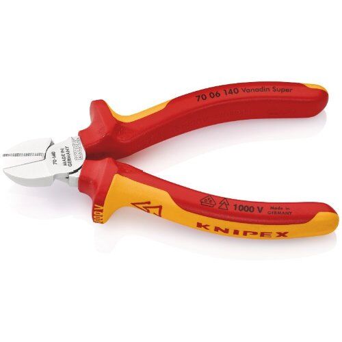  Schneidende Zangen KNIPEX 70 06 140 Seitenschneider isoliert mit Mehrkomponenten-Hüllen, VDE-geprüft verchromt 140 mm 12380297