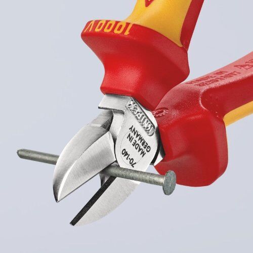  Schneidende Zangen KNIPEX 70 06 140 Seitenschneider isoliert mit Mehrkomponenten-Hüllen, VDE-geprüft verchromt 140 mm 12380297