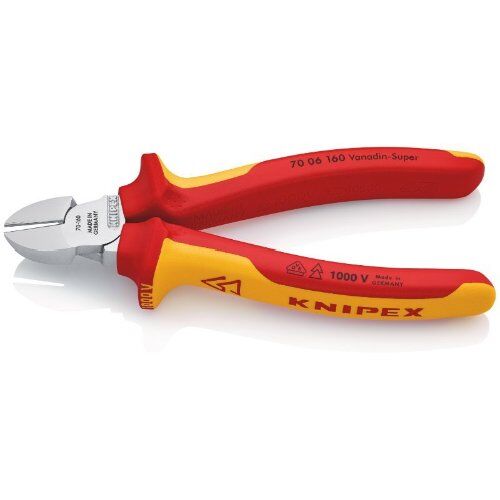  Isolierte Werkzeuge Seitenschneider KNIPEX 70 06 160 Seitenschneider isoliert mit Mehrkomponenten-Hüllen, VDE-geprüft verchromt 160 mm 12381278