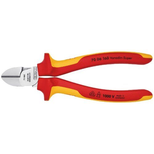  Isolierte Werkzeuge Seitenschneider KNIPEX 70 06 160 Seitenschneider isoliert mit Mehrkomponenten-Hüllen, VDE-geprüft verchromt 160 mm 12381278